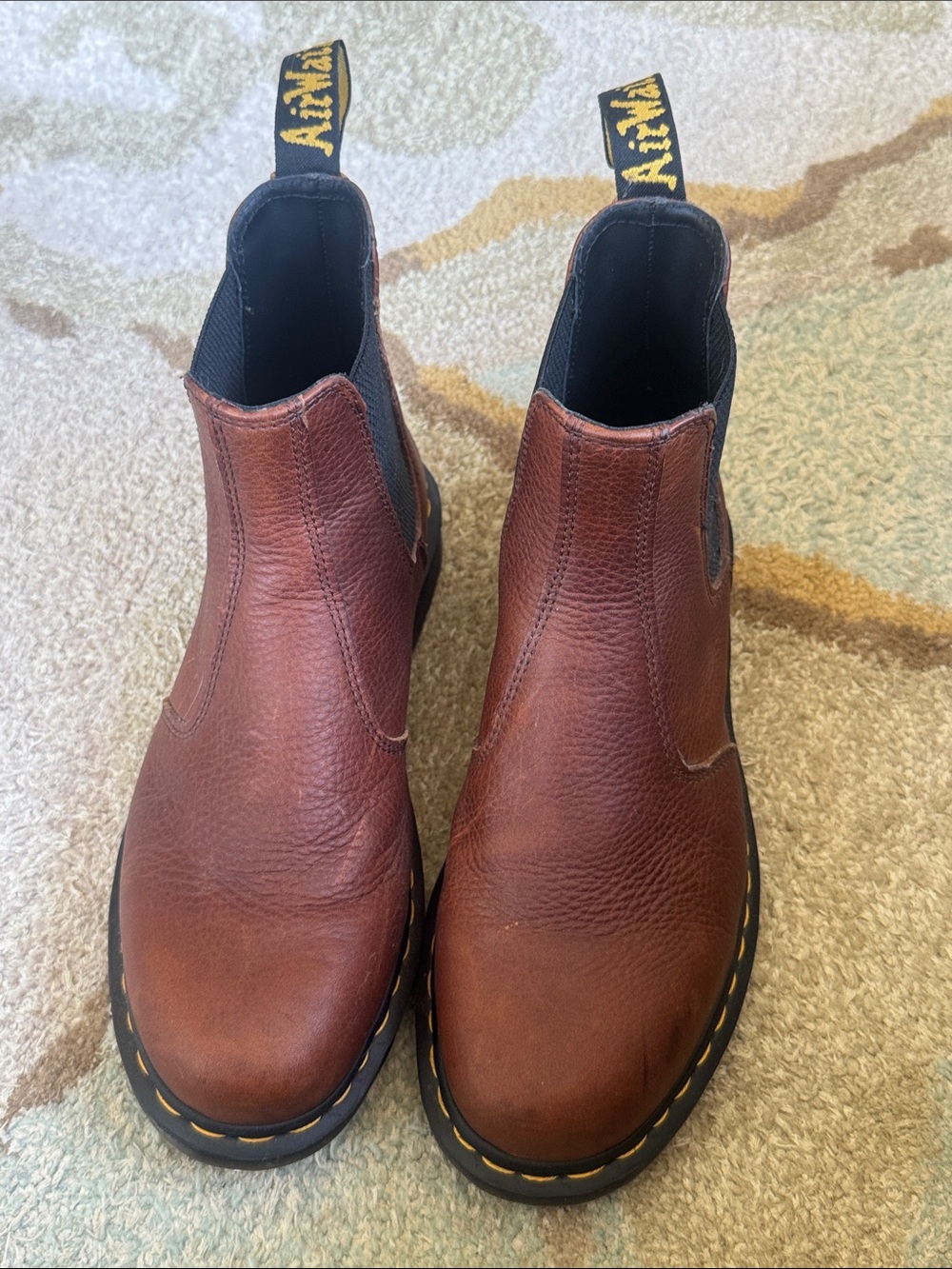 Dr. Martens Men's Brown Leather Chukka Boots with Yellow Stitching